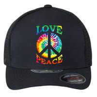 Peace Sign Love Retro 60S 70S Tie Dye Hippie Costume Flexfit Unipanel Trucker Cap