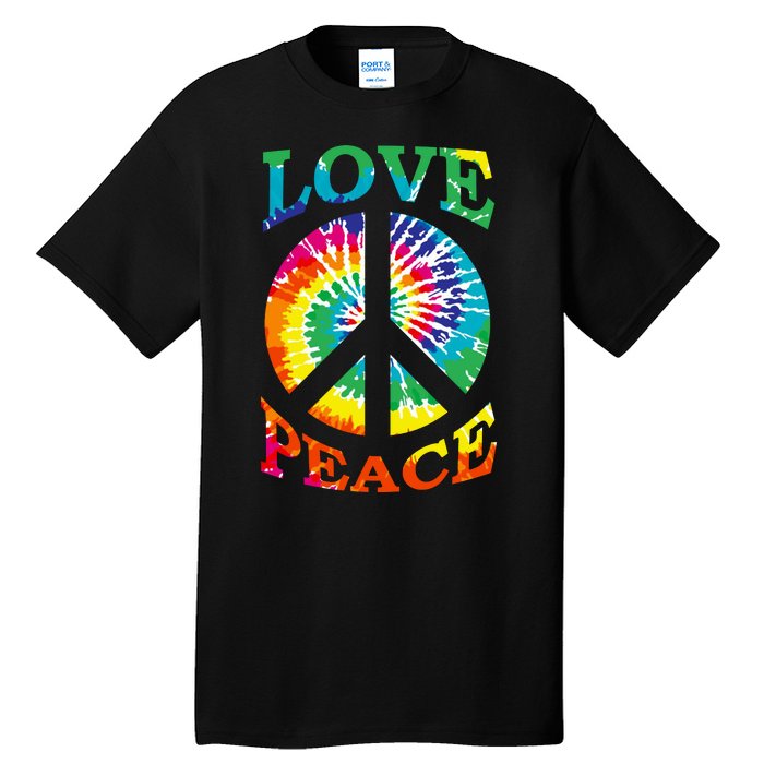 Peace Sign Love Retro 60S 70S Tie Dye Hippie Costume Tall T-Shirt