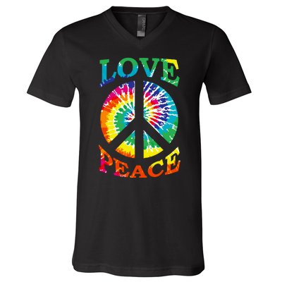 Peace Sign Love Retro 60S 70S Tie Dye Hippie Costume V-Neck T-Shirt