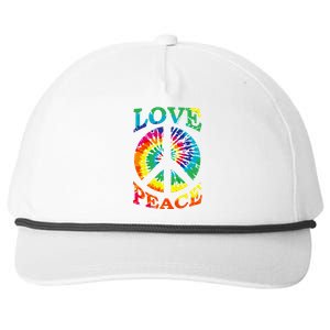 Peace Sign Love Retro 60S 70S Tie Dye Hippie Costume Snapback Five-Panel Rope Hat