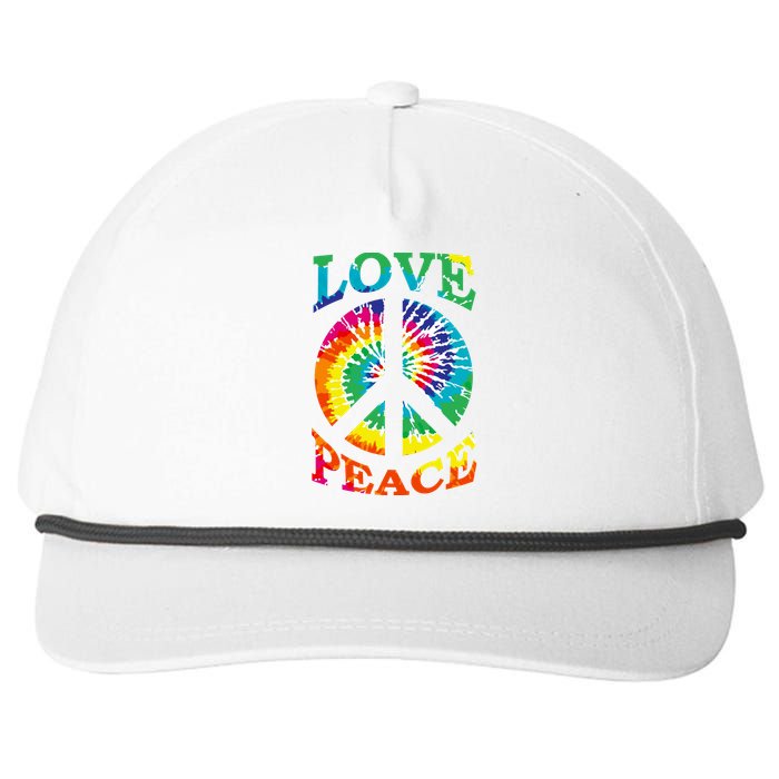 Peace Sign Love Retro 60S 70S Tie Dye Hippie Costume Snapback Five-Panel Rope Hat