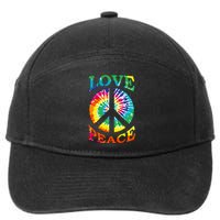 Peace Sign Love Retro 60S 70S Tie Dye Hippie Costume 7-Panel Snapback Hat