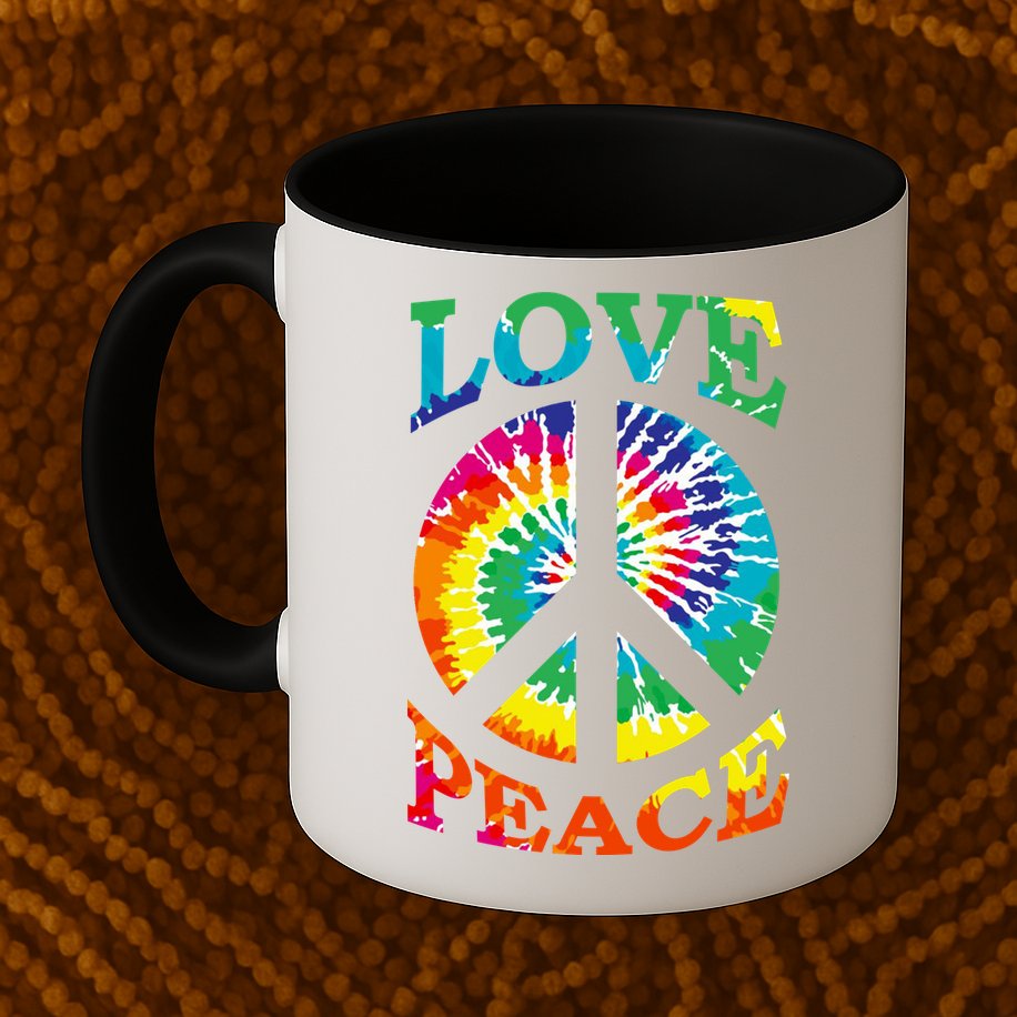 Peace Sign Love Retro 60S 70S Tie Dye Hippie Costume Mug