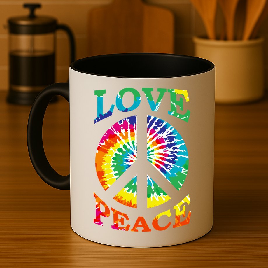 Peace Sign Love Retro 60S 70S Tie Dye Hippie Costume Mug