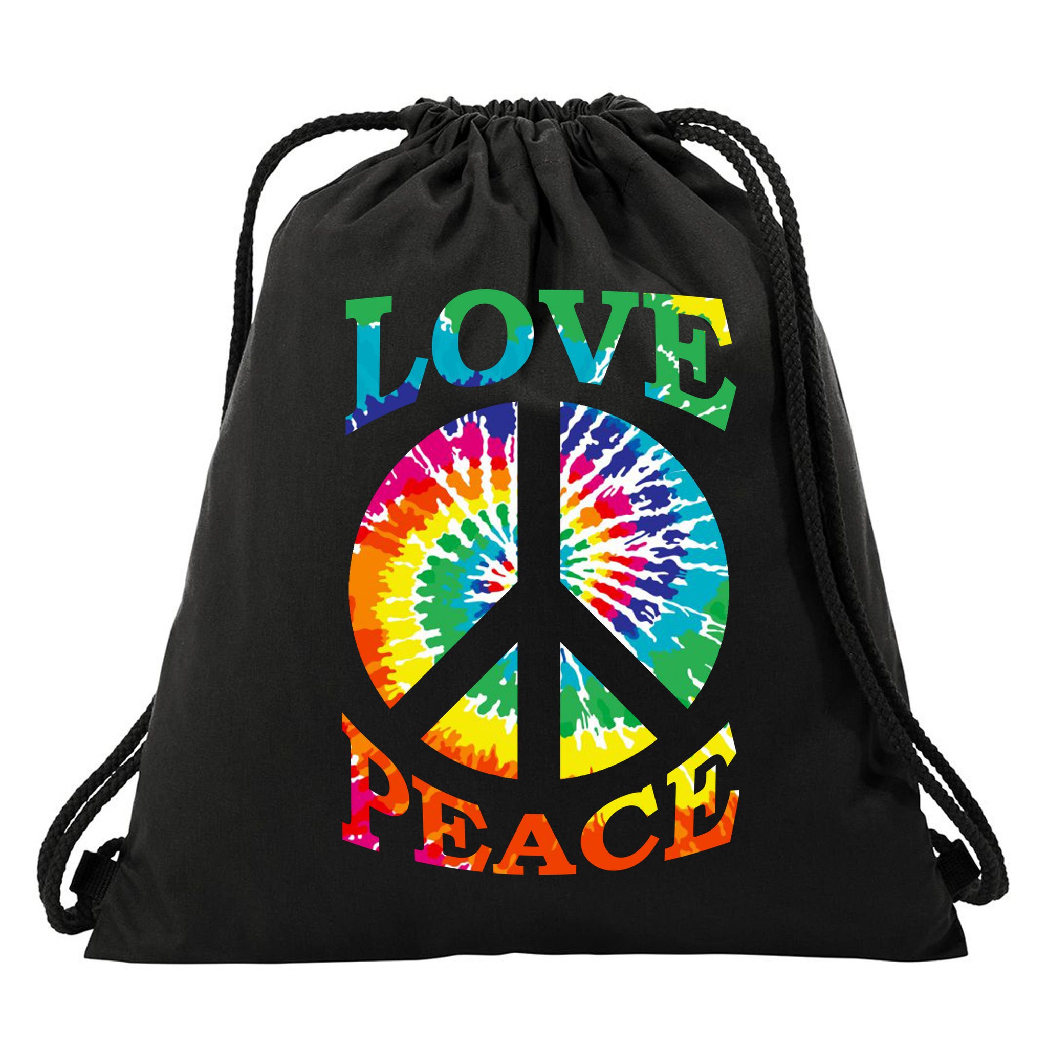 Peace Sign Love Retro 60S 70S Tie Dye Hippie Costume Drawstring Bag