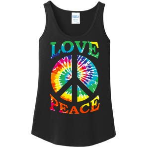 Peace Sign Love Retro 60S 70S Tie Dye Hippie Costume Ladies Essential Tank