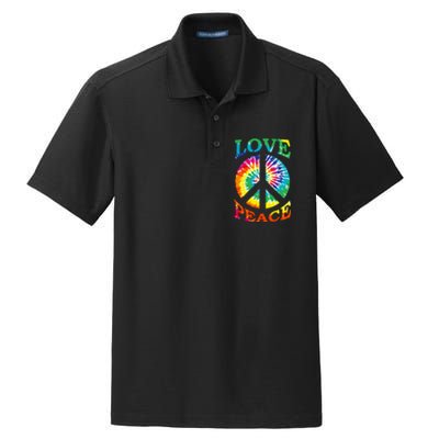 Peace Sign Love Retro 60S 70S Tie Dye Hippie Costume Dry Zone Grid Polo