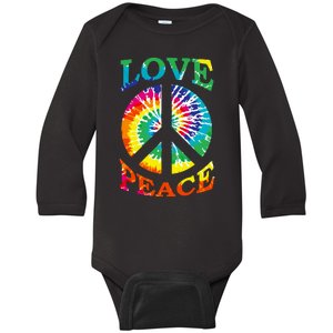 Peace Sign Love Retro 60S 70S Tie Dye Hippie Costume Baby Long Sleeve Bodysuit