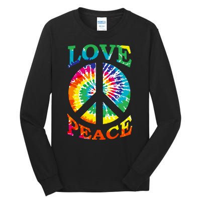 Peace Sign Love Retro 60S 70S Tie Dye Hippie Costume Tall Long Sleeve T-Shirt