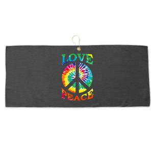 Peace Sign Love Retro 60S 70S Tie Dye Hippie Costume Large Microfiber Waffle Golf Towel