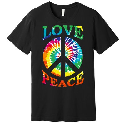 Peace Sign Love Retro 60S 70S Tie Dye Hippie Costume Premium T-Shirt