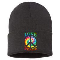 Peace Sign Love Retro 60S 70S Tie Dye Hippie Costume Sustainable Knit Beanie