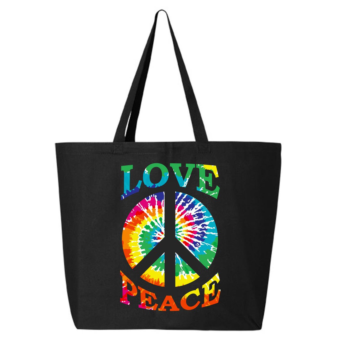 Peace Sign Love Retro 60S 70S Tie Dye Hippie Costume 25L Jumbo Tote
