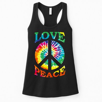 Peace Sign Love Retro 60S 70S Tie Dye Hippie Costume Womens Tank Top