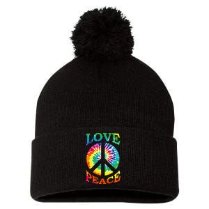 Peace Sign Love Retro 60S 70S Tie Dye Hippie Costume Pom Pom 12in Knit Beanie