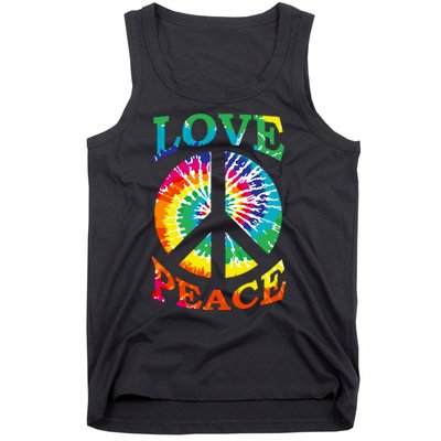 Peace Sign Love Retro 60S 70S Tie Dye Hippie Costume Tank Top