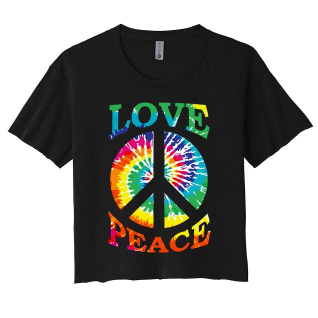 Peace Sign Love Retro 60S 70S Tie Dye Hippie Costume Crop Top
