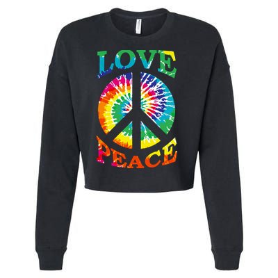 Peace Sign Love Retro 60S 70S Tie Dye Hippie Costume Cropped Pullover Crew