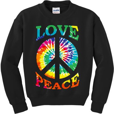 Peace Sign Love Retro 60S 70S Tie Dye Hippie Costume Kids Sweatshirt