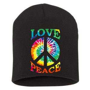 Peace Sign Love Retro 60S 70S Tie Dye Hippie Costume Short Acrylic Beanie