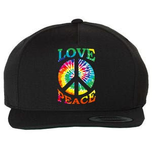 Peace Sign Love Retro 60S 70S Tie Dye Hippie Costume Wool Snapback Cap