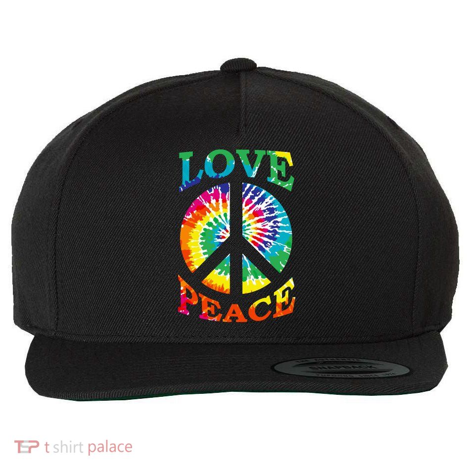 Peace Sign Love Retro 60S 70S Tie Dye Hippie Costume Wool Snapback Cap
