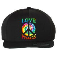 Peace Sign Love Retro 60S 70S Tie Dye Hippie Costume Wool Snapback Cap