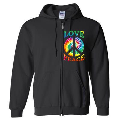 Peace Sign Love Retro 60S 70S Tie Dye Hippie Costume Full Zip Hoodie