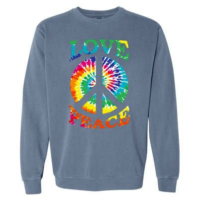 Peace Sign Love Retro 60S 70S Tie Dye Hippie Costume Garment-Dyed Sweatshirt