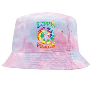 Peace Sign Love Retro 60S 70S Tie Dye Hippie Costume Tie-Dyed Bucket Hat