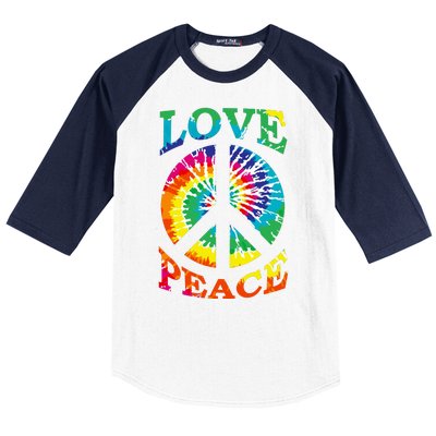 Peace Sign Love Retro 60S 70S Tie Dye Hippie Costume Baseball Sleeve Shirt