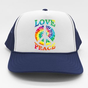 Peace Sign Love Retro 60S 70S Tie Dye Hippie Costume Trucker Hat