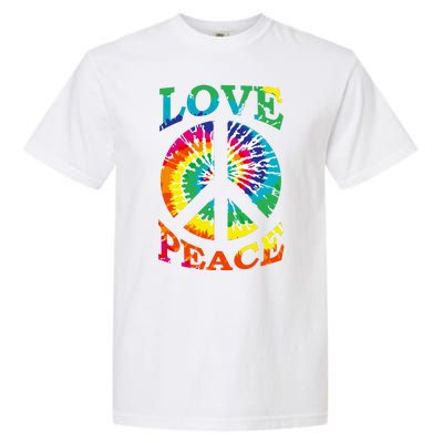 Peace Sign Love Retro 60S 70S Tie Dye Hippie Costume Garment-Dyed Heavyweight T-Shirt