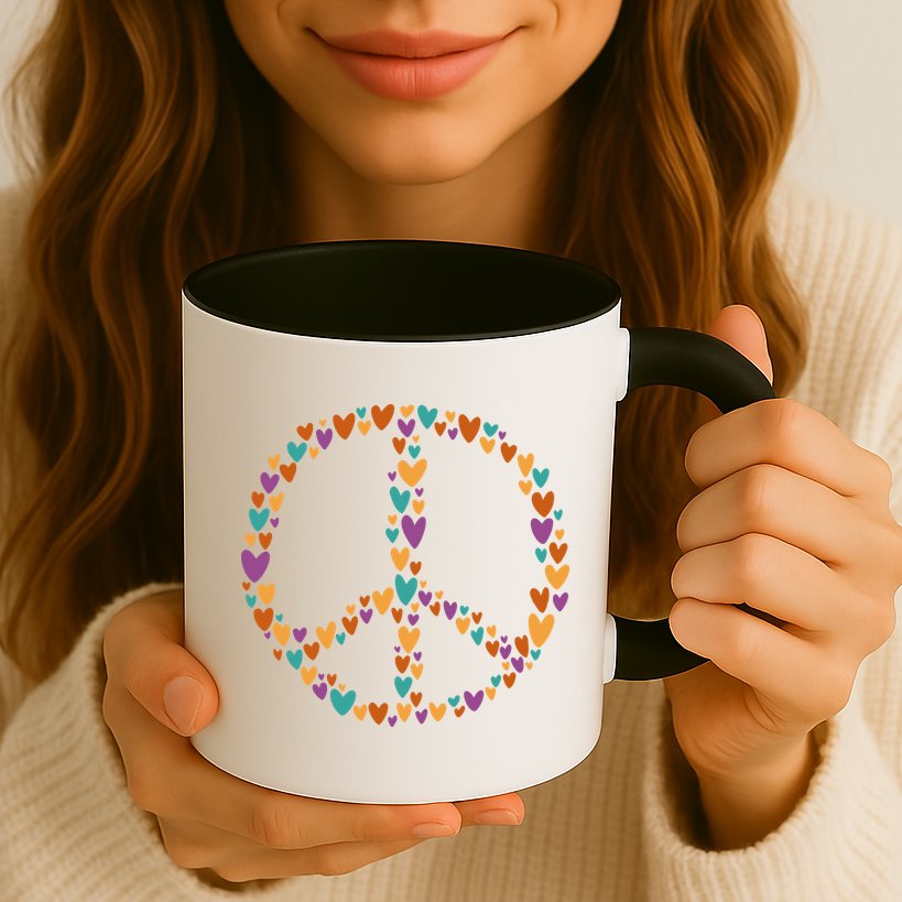 Peace Sign Love Hearts Mug