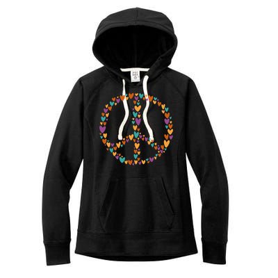Peace Sign Love Hearts Women's Fleece Hoodie