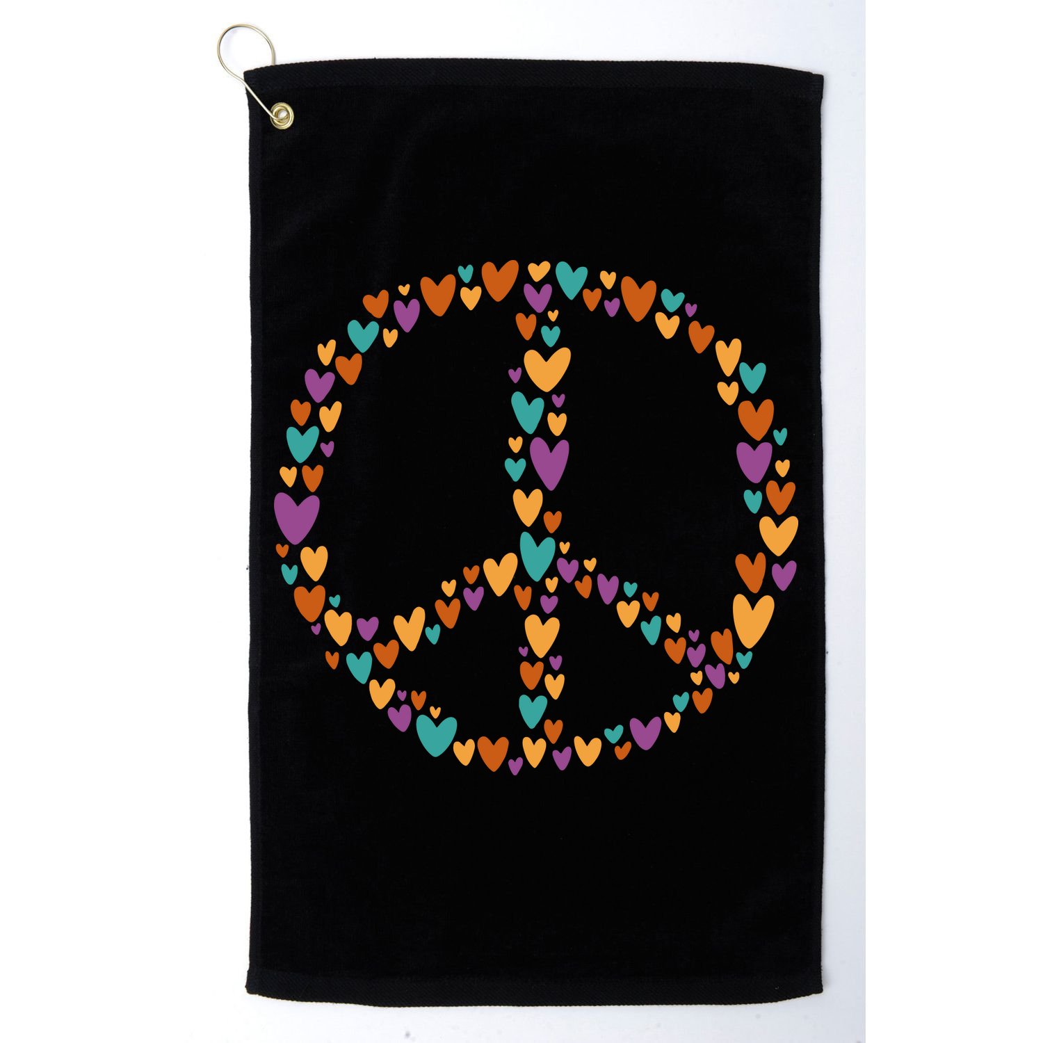 Peace Sign Love Hearts Golf Towel