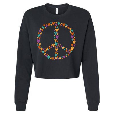 Peace Sign Love Hearts Cropped Pullover Crew