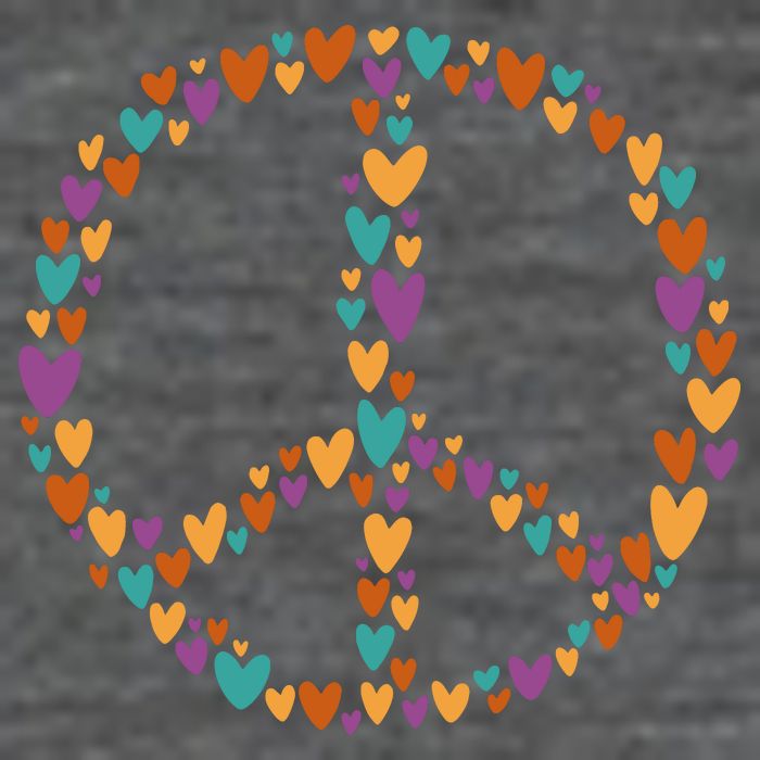 Peace Sign Love Hearts Button