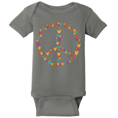 Peace Sign Love Hearts Baby Bodysuit