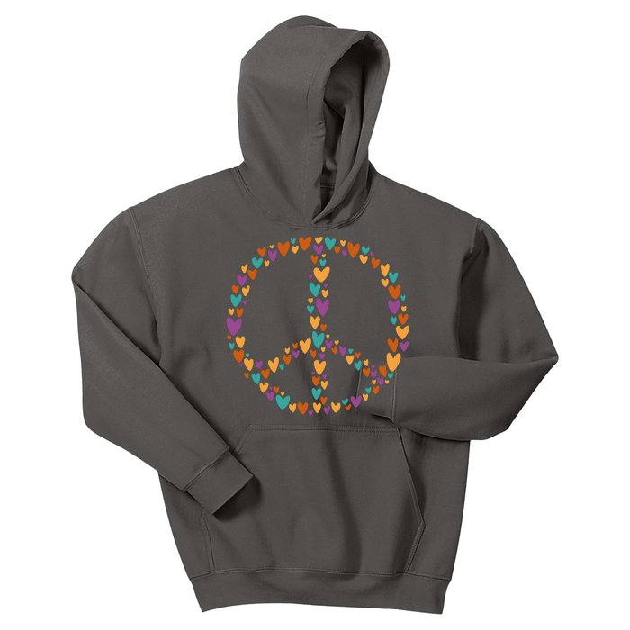 Peace Sign Love Hearts Kids Hoodie