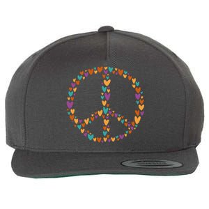 Peace Sign Love Hearts Wool Snapback Cap