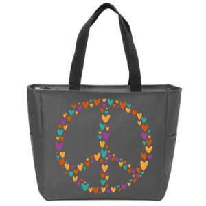 Peace Sign Love Hearts Zip Tote Bag