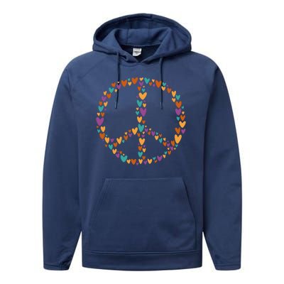 Peace Sign Love Hearts Performance Fleece Hoodie