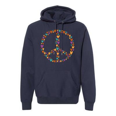 Peace Sign Love Hearts Premium Hoodie