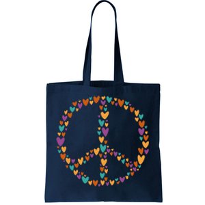 Peace Sign Love Hearts Tote Bag