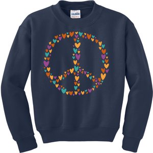 Peace Sign Love Hearts Kids Sweatshirt