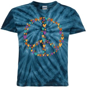 Peace Sign Love Hearts Kids Tie-Dye T-Shirt