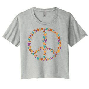 Peace Sign Love Hearts Women's Crop Top Tee