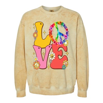 PEACE SIGN LOVE 60s 70s Tie Dye Hippie Costume Colorblast Crewneck Sweatshirt