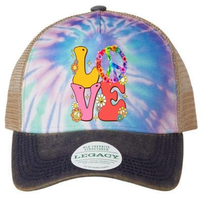 PEACE SIGN LOVE 60s 70s Tie Dye Hippie Costume Legacy Tie Dye Trucker Hat